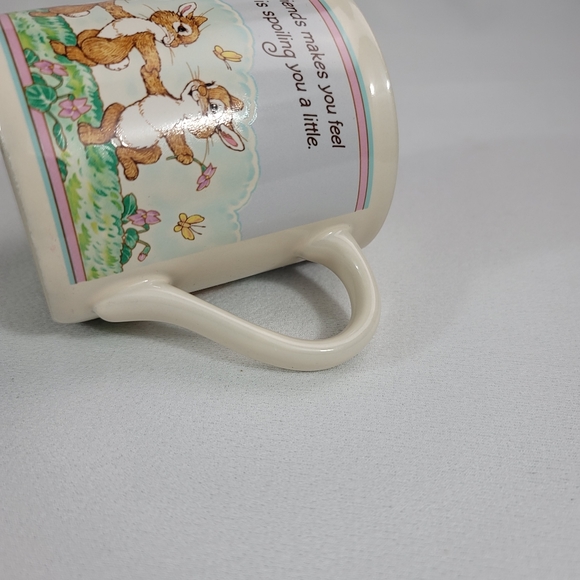 Vtg Hallmark Mug Mates Friendship Bunny Rabbits Squirrel Birds Mug And Lid - Picture 14 of 16